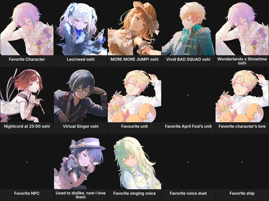 My Project Sekai favorites