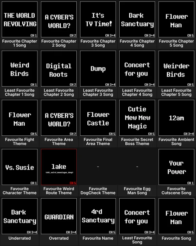 DELTARUNE Song Grid