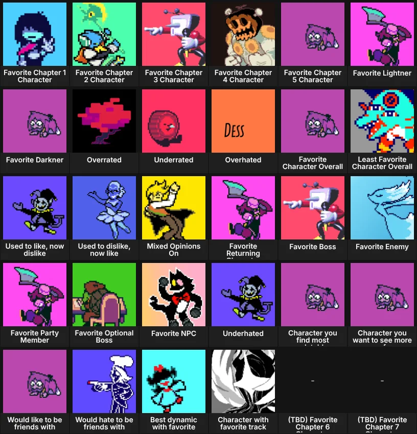 About Me: Deltarune Characters