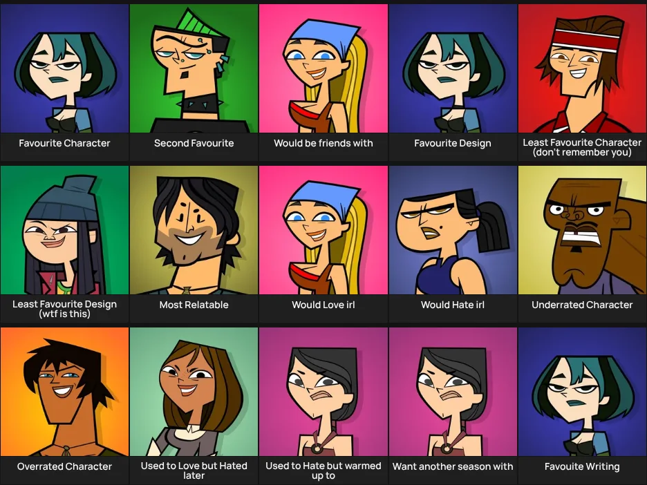 Total Drama Gen 1 Characters Opinions