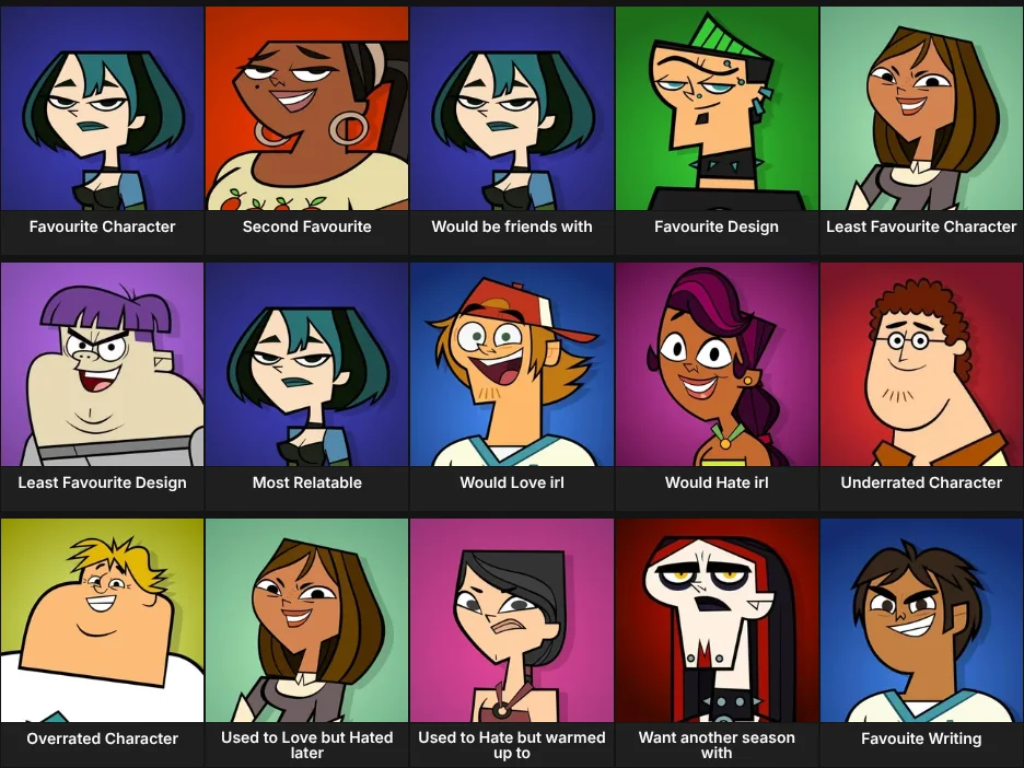 Total Drama Gen 1 Characters Opinions