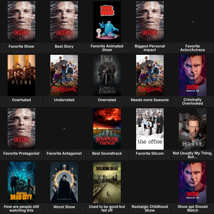About Me: TV Shows