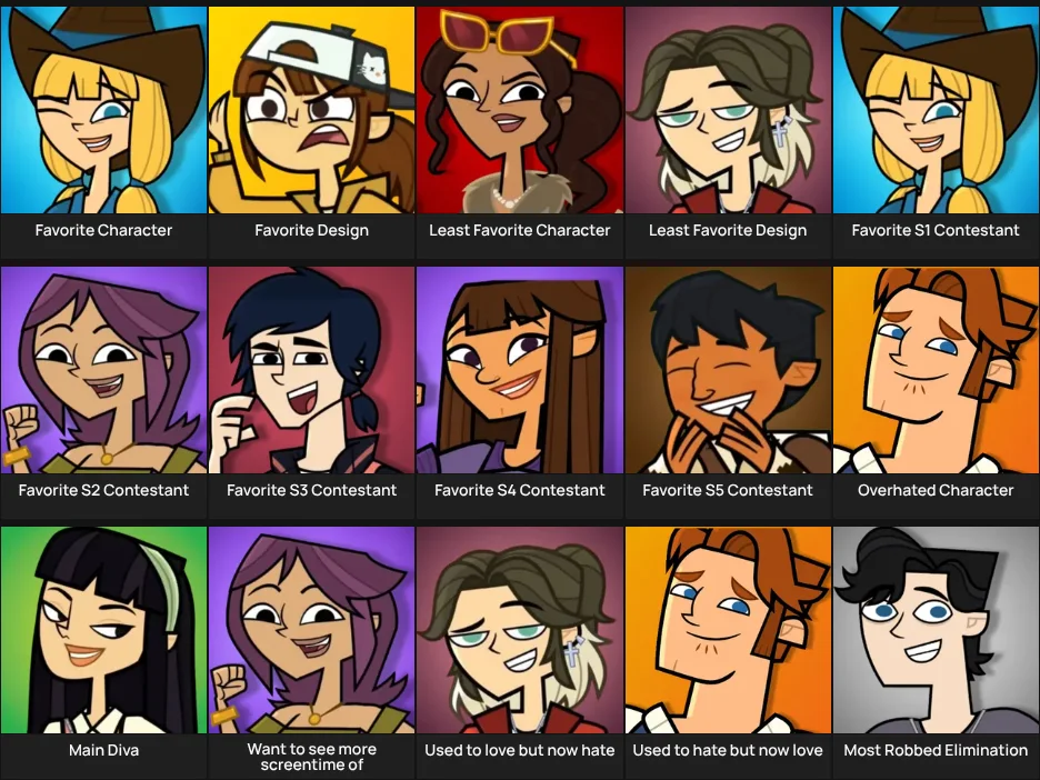 Disventure Camp Contestants Grid