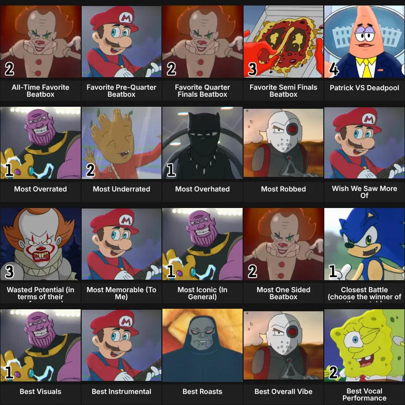 Cartoon Beatbox Battles Season 1 Beatboxes