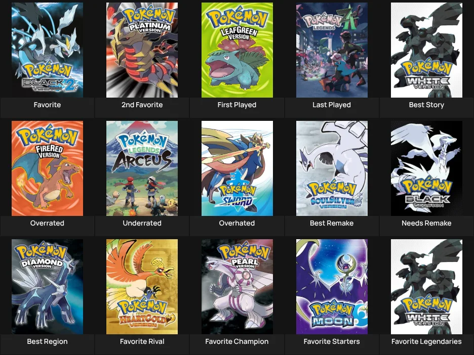 Pokemon Mainline Games