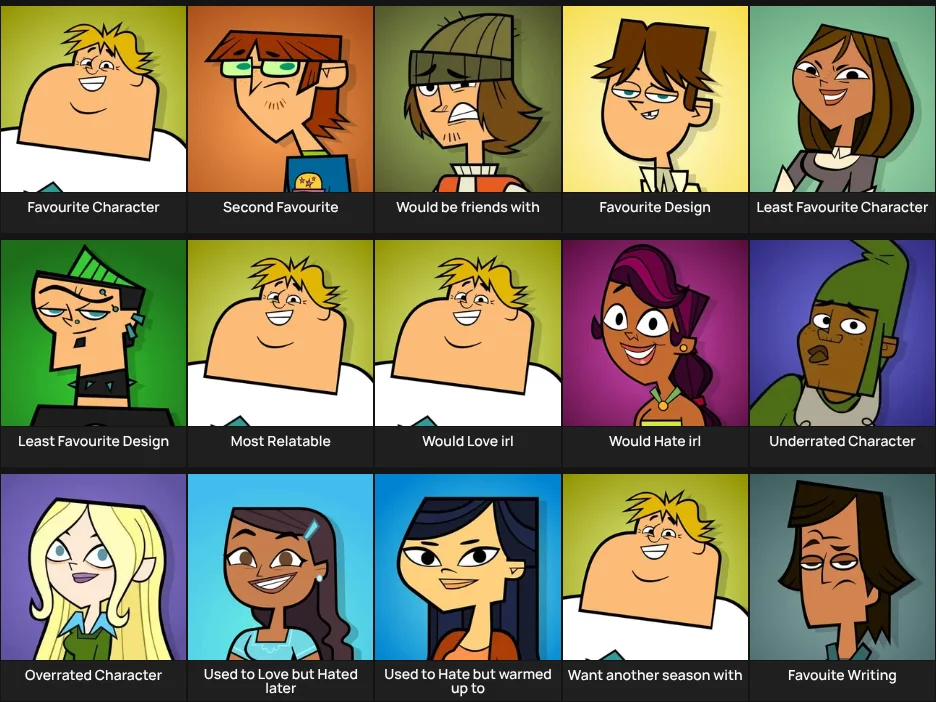 Total Drama Gen 1 Characters Opinions