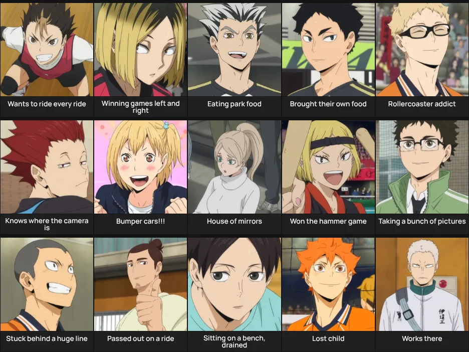 Haikyu Characters: Amusement Park