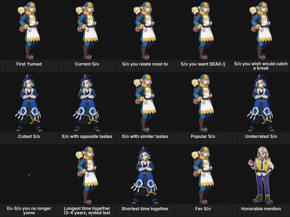 Pokemon Characters; S/o Yume Board