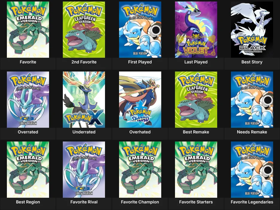 Pokemon Mainline Games