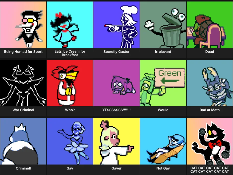 DELTARUNE CATERGORIES