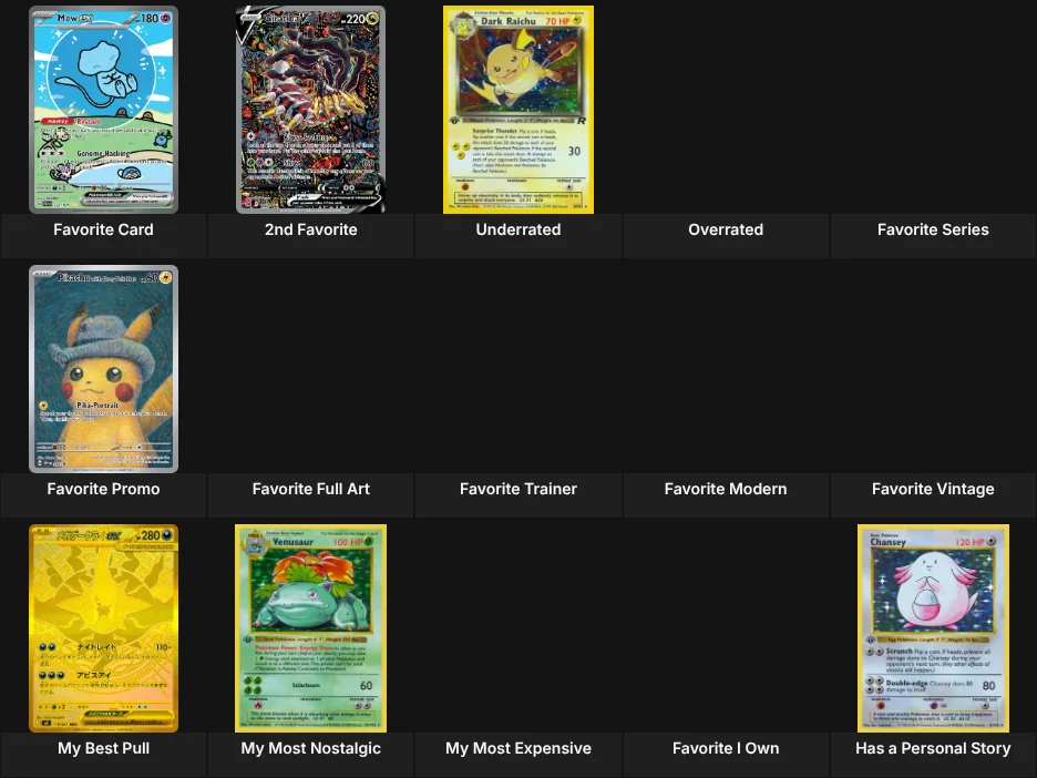 About Me: Pokemon Cards