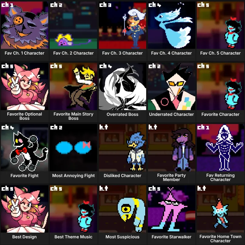Deltarune Character Grid