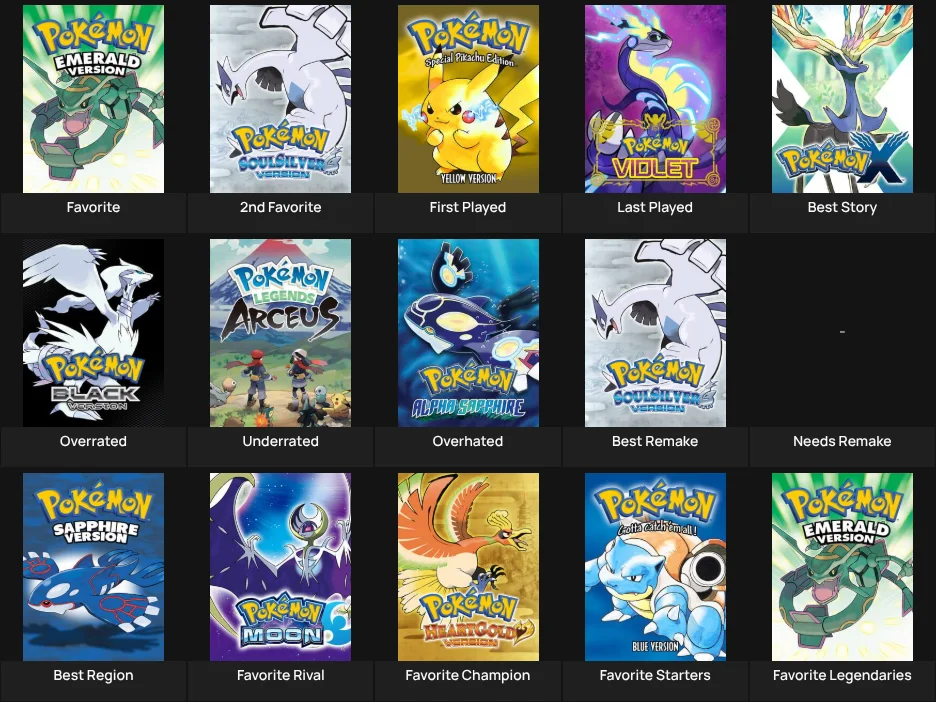Pokemon Mainline Games