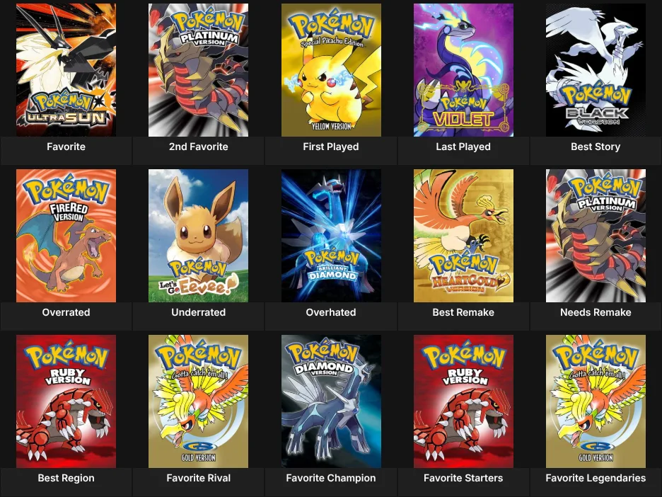 Pokemon Mainline Games
