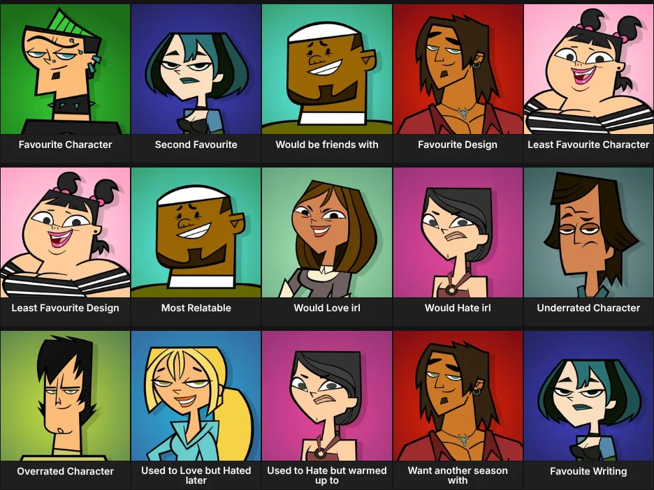 Total Drama Gen 1 Characters Opinions