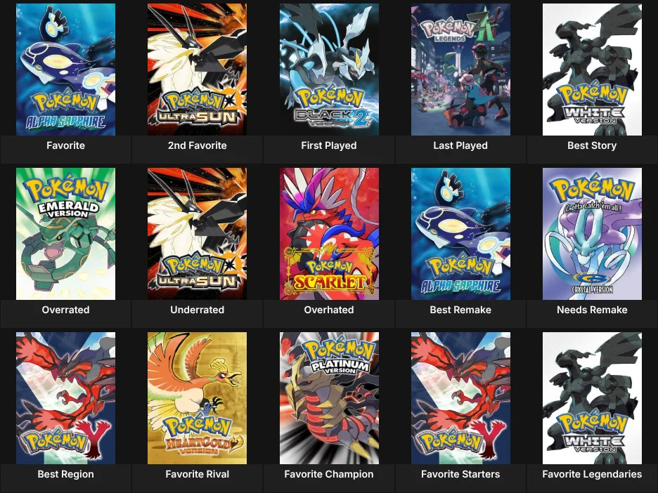 Pokemon Mainline Games