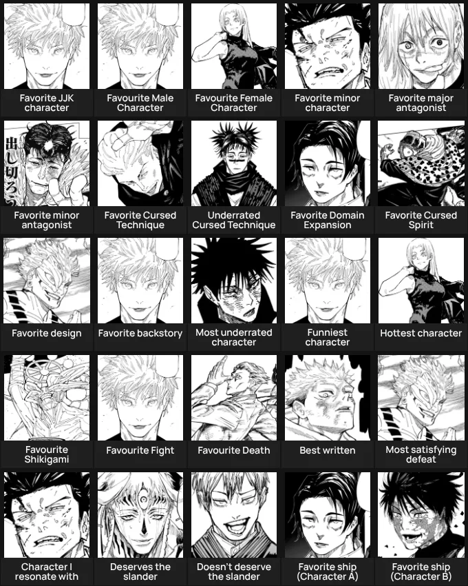 About me: Jujutsu Kaisen (5x5)