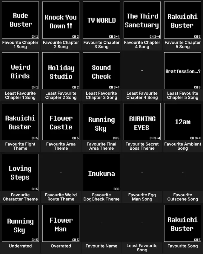 DELTARUNE Song Grid