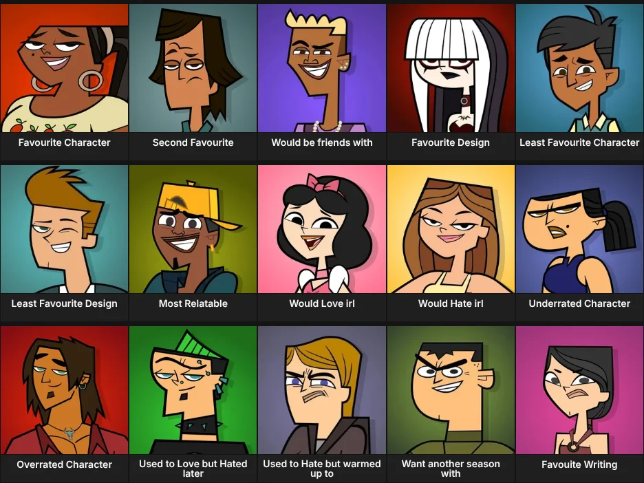 Total Drama Gen 1 Characters Opinions