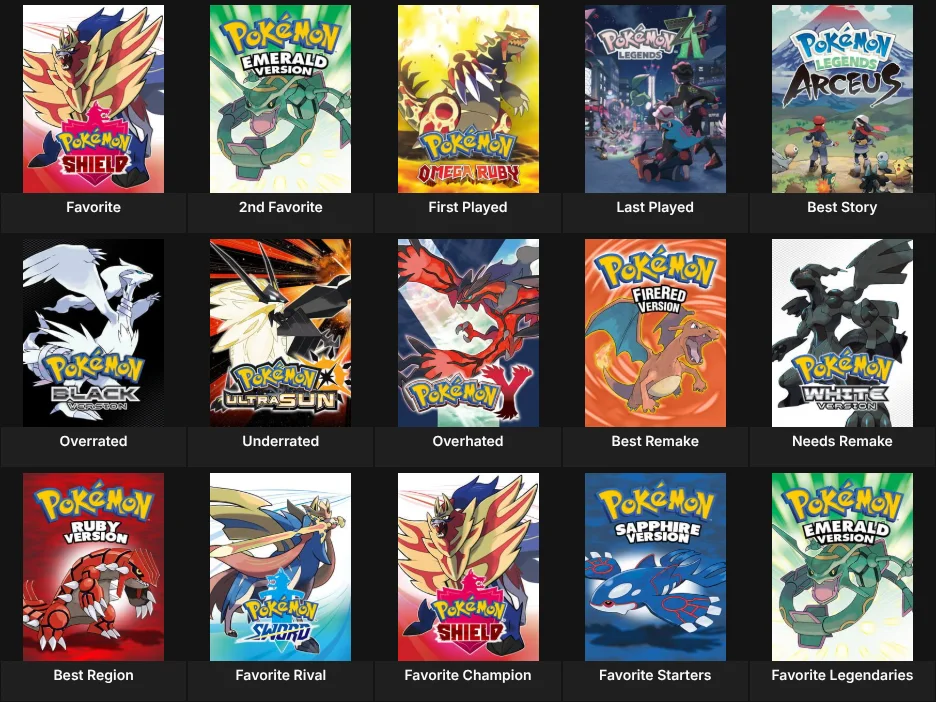 Pokemon Mainline Games