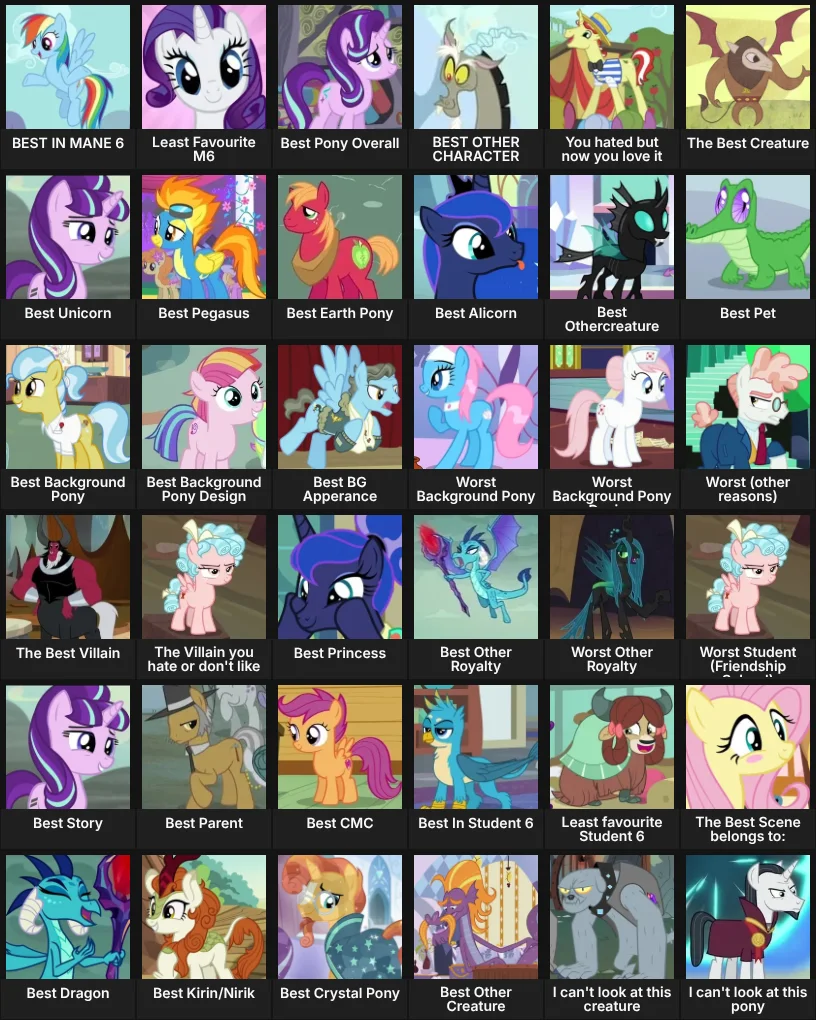 MLP TOP 30 PONIES/CREATURES