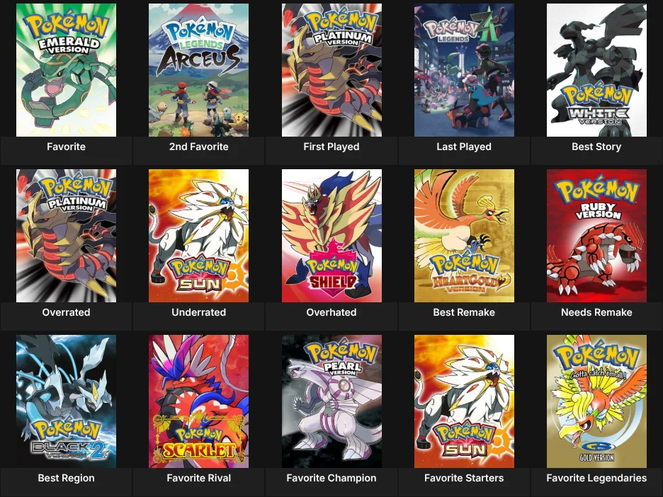 Pokemon Mainline Games