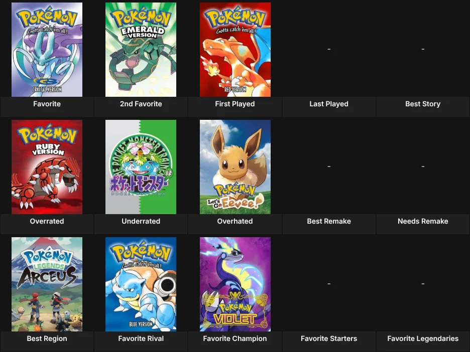 Pokemon Mainline Games
