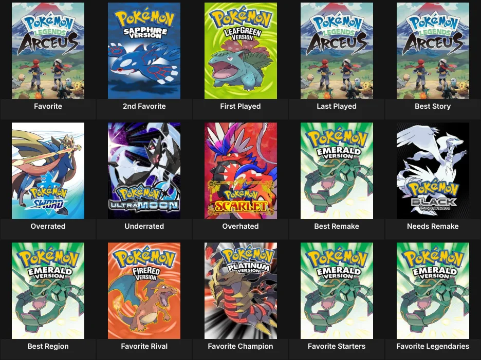 Pokemon Mainline Games