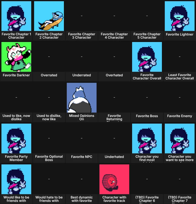 About Me: Deltarune Characters