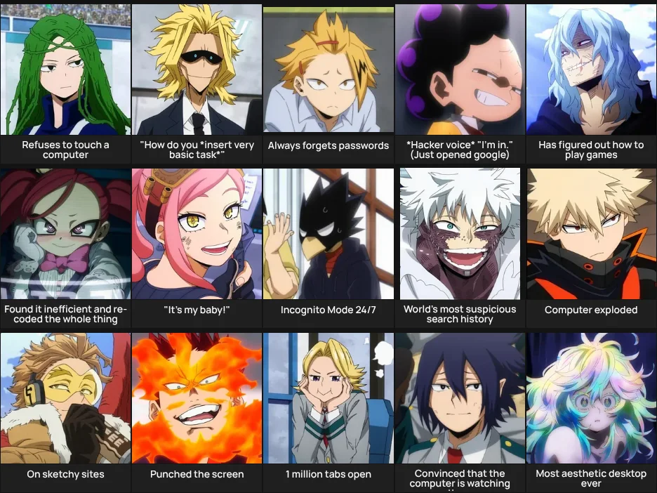 My Hero Academia: On a Computer