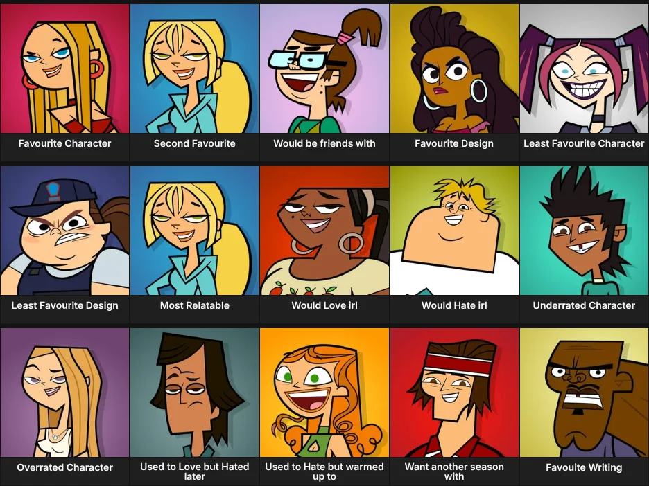 Total Drama Gen 1 Characters Opinions